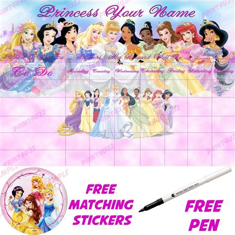 disney princess a3 personalised reusable reward chart