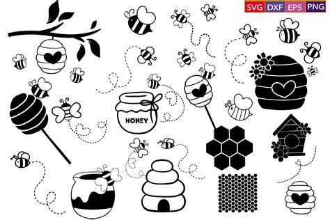 Scrapbooking Eps Dxf Png Svg Bee Svg Worker Bee Honey Bee Clipart Bee