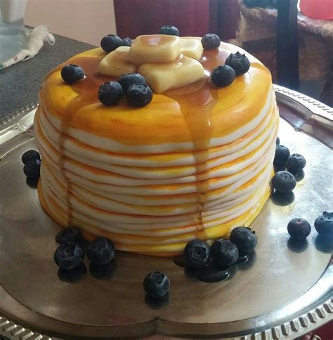 Fondant Pancake Cake Blueberries Are Real Pancake Cake Pancakes
