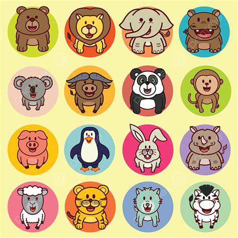 Cute Animal Set Vector Hd Png Images Cute Animal Icon Set Cute Icons