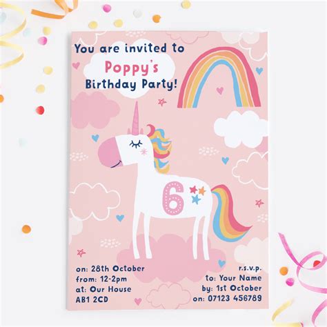 Unicorn Birthday Party Invitations By Mondaland
