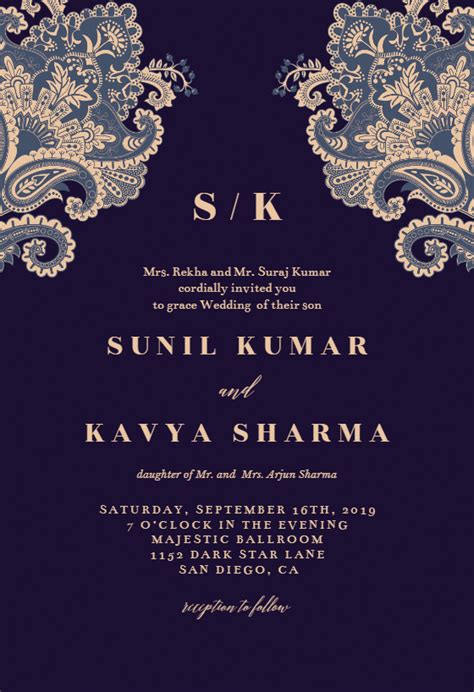 Indian floral - Wedding Invitation Template (free in 2020 ...