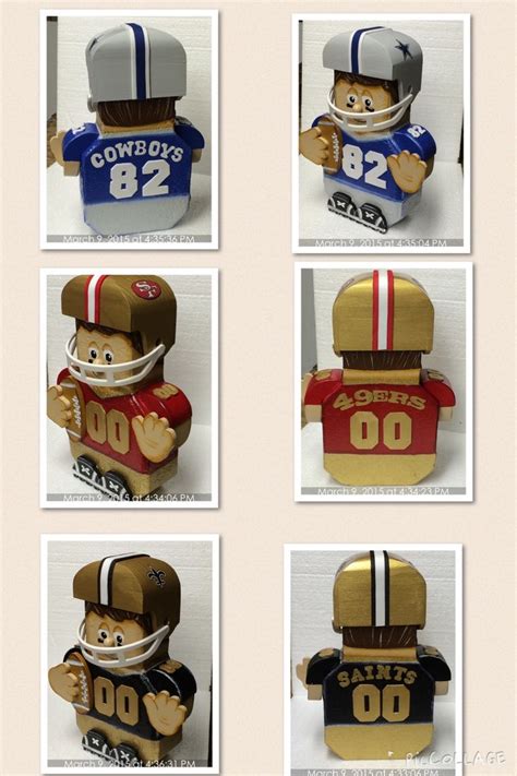 Four Different Images Of Football Players Made Out Of Legos And Paper