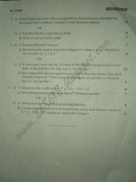 Last year papers, kannur university b.a. Graph Theory & Combinatorics - Previous Question Papers ...