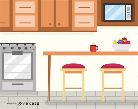 Kitchen Interior Design Illustration Vector Download