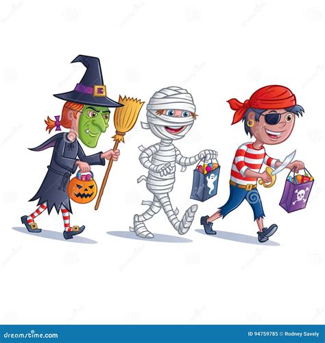 Trick Or Treating Kids Stock Illustration Illustration Of Sweets