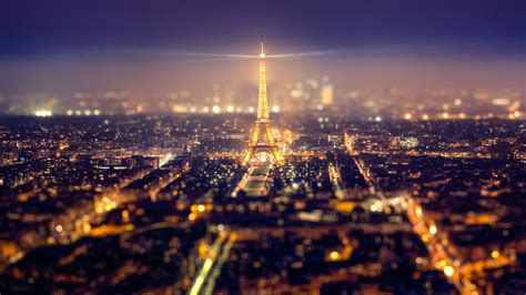 Francia París La Ciudad La Torre Eiffel Luces Noche Hermosa Fondos