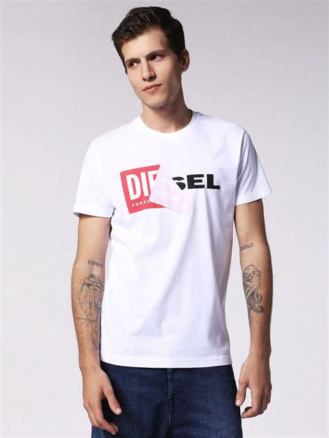 Diesel T Diego Qa Weiß T Shirt Casual Outerwear Mens Tops