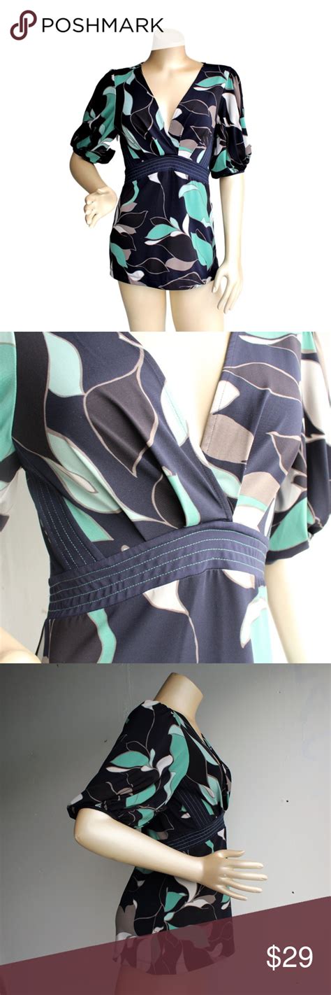 Afterpay available on any purchase. BCBG MaxAzria Blue Floral Crossover Top Shirt | Crossover ...