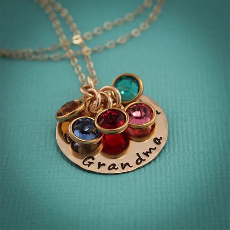 Gold Grandma Necklace With Birthstones Grandmother Necklace In Etsy
