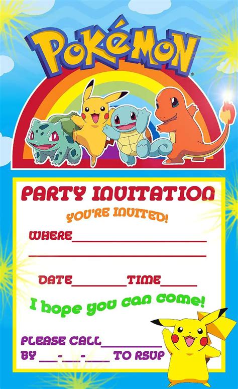 12 Superb Pokemon Birthday Invitations Kitty Baby Love