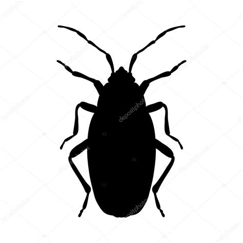 Silhouette Pyrrhocoris apterus. beetle silhouette. Bug-soldier silhouette. Firebug silhouette ...