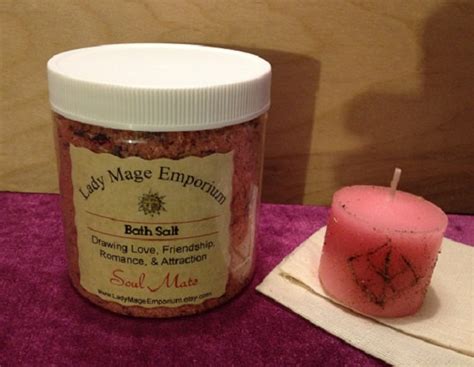 Soul Mate Bath Salt And Candle Set 8 Oz Spiritual Bath Wicca Voodoo Hoodoo Reiki Feng Shui