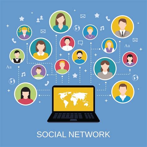 Social Media Netzwerk Konzept Mit Männlichen Und Weiblichen Avatare