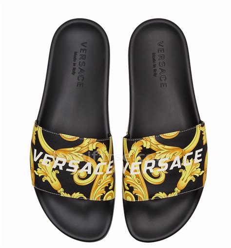 Versace see collection the la medusa selection shoe collection high top or low top, the new greca sneakers complement an array of looks. SS19 Versace Slippers Gold Hibiscus Baroque Print Black ...