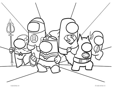 Among Us Superhero Coloring Page - Coloring with Kids
