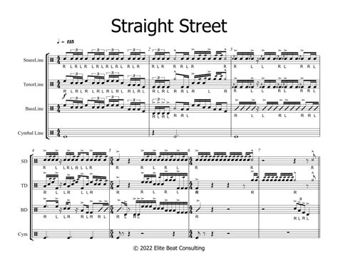 Drum Line Cadence Straight Street Sheet Music Elite Beat Consulting