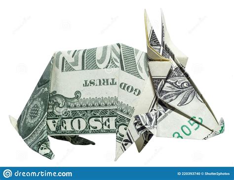 Money Origami Bunny Folded Rabbit With Real One Dollar Bill Isolated On