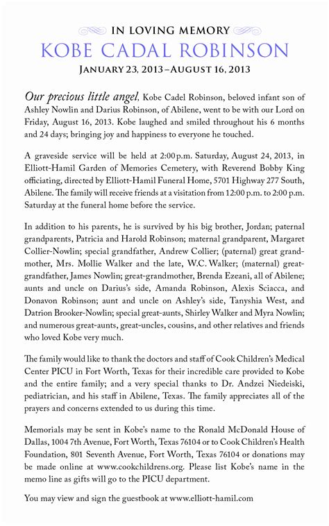 √ 20 Obituary Examples for Mother ™ | Dannybarrantes Template