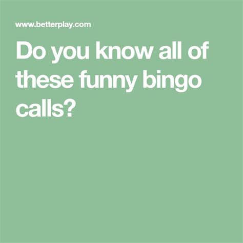Do You Know All Of These Funny Bingo Calls Bingo Calls Bingo Funny