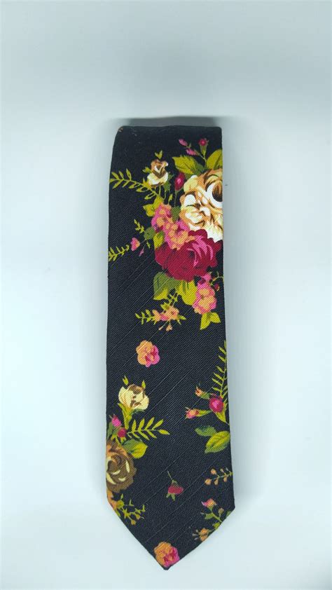 black floral classic skinny tie set knotted ties