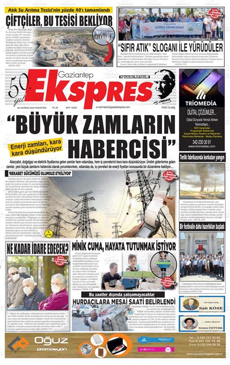 Haziran Tarihli Gaziantep Ekspres Gazete Man Etleri