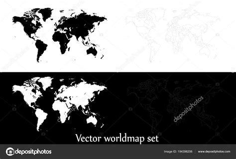 Ilustración Del Mapa Del Mundo Vectorial Aislada Sobre Fondo Blanco Y
