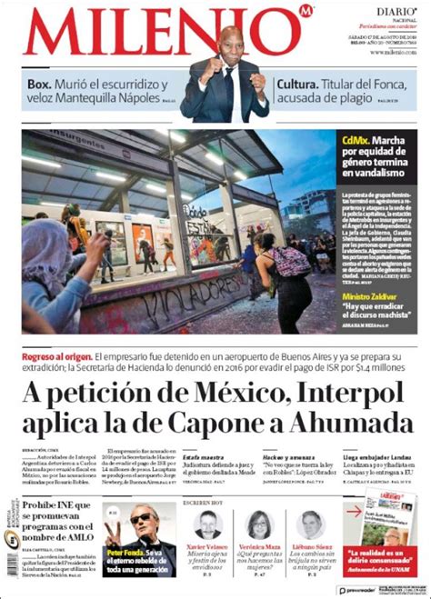 Periódico Milenio México Periódicos De México Edición De Sábado 17 De Agosto De 2019