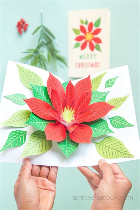 Festive Diy Pop Up Christmas Card Free Template A Piece Of Rainbow
