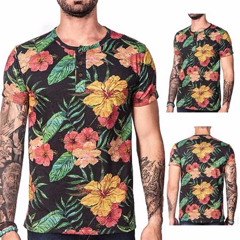 Summer Men Clothing T Shirt Men Floral Print Flower Tshirt Men Short