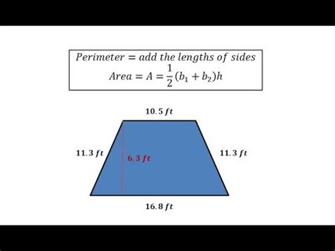 Cut the trapezoid into a rectangle and two triangles, like so: Perimeter and Area of a Trapezoid with Decimals - YouTube