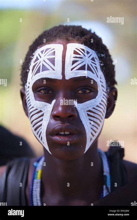 Young Masai Men Not Yet Warriors In Traditional Face Paint Serengeti