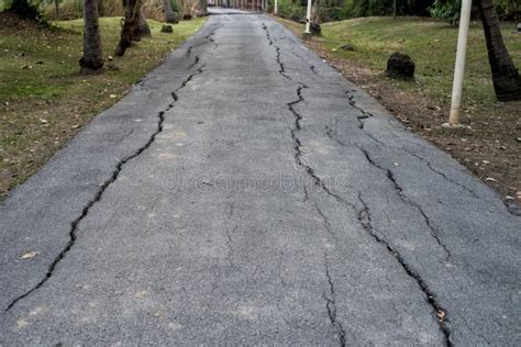 Cracked Road After Earthquake Stock Photo Image Of Construction