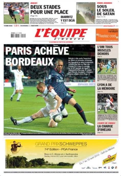 L'actualité sportive en temps réel www.lequipe.fr. Journal L'Equipe (France). Les Unes des journaux de France ...