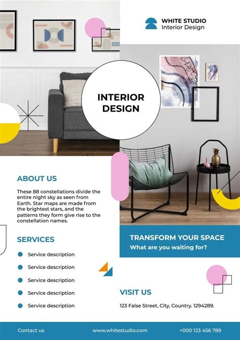 Free Geometric Interior Designer Studio Poster Template