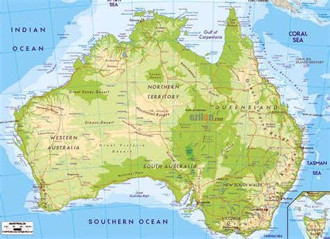 Large detailed physical map of Australia. Australia large detailed ...