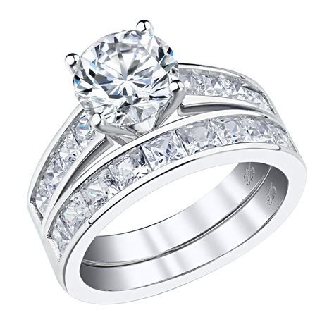Engagement Wedding Ring Set For Women 3ct Round Princess 925 Sterling