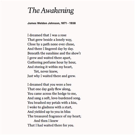 Share James Weldon Johnsons Poem The Awakening At A Wedding Or On