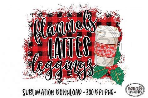 Christmas Sublimation Design Flannels Lattes Leggings 353568