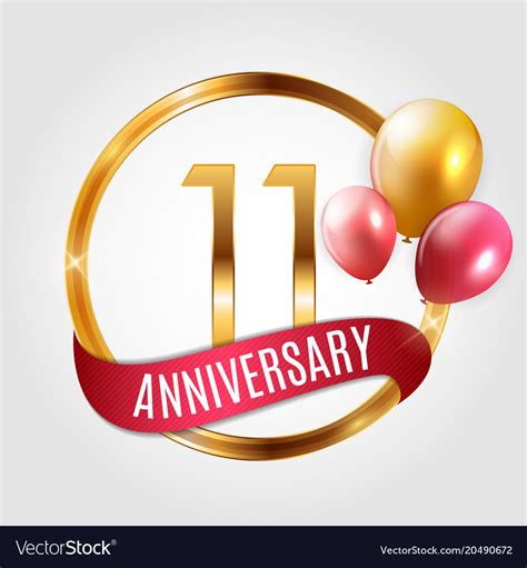Template Gold Logo 11 Years Anniversary Royalty Free Vector