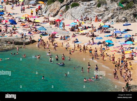 The Naturist Beach At Playa Cala Sa Boadella On The Outskirts Of Lloret De Mar In Spain Stock
