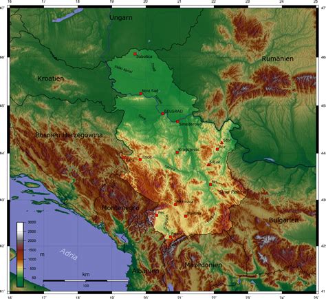 Jeden tag gibt es mehr zu entdecken. Landkarte Serbien (Topographische Karte) : Weltkarte.com ...