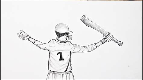 How To Draw Cricket Player For Beginners Easy Cricketer Drawing With