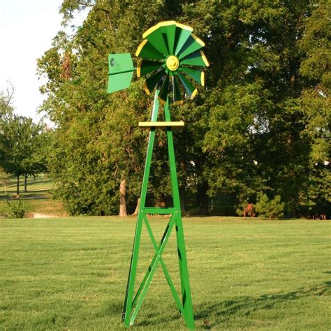 I love the bright yellow and green colors of this outdoor windmill. My