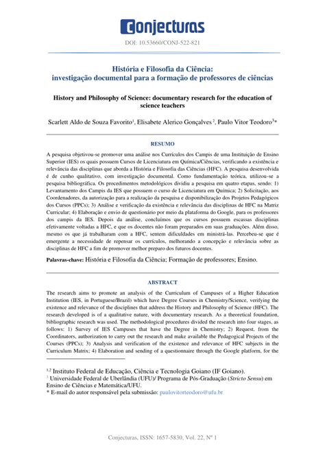 História E Filosofia Das Ciências