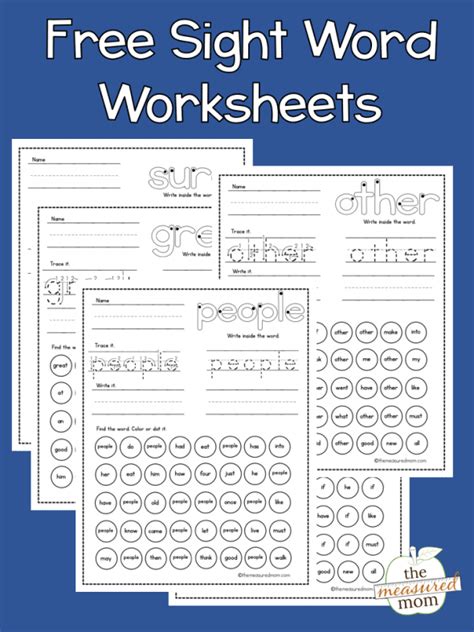 Free Printable Sight Word Worksheets Homeschool Giveaways Sight Words