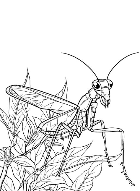Praying Mantis In The Garden Coloring Page Free Printable Coloring Pages
