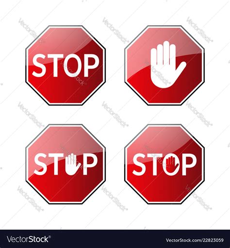 stop traffic road signs set royalty free vector image