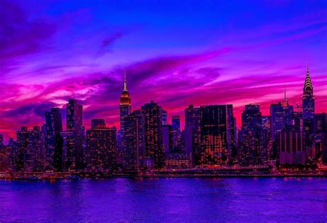 New York City Sunset Pictures Skyline City Sky