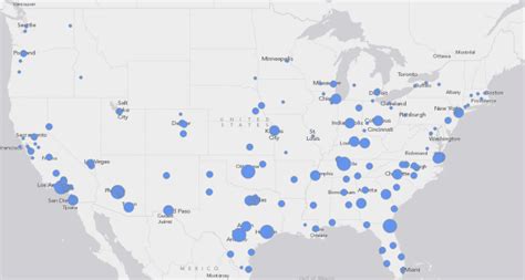 Land Area For Us Cities Map